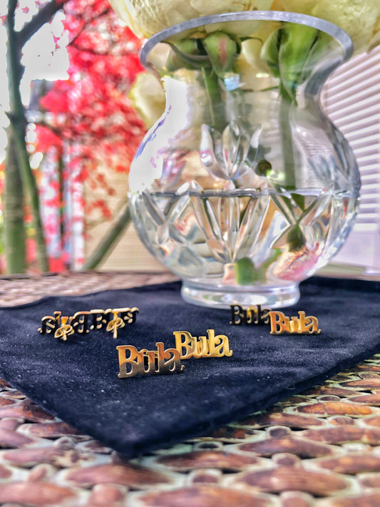 Bula Gold Nameplate earrings